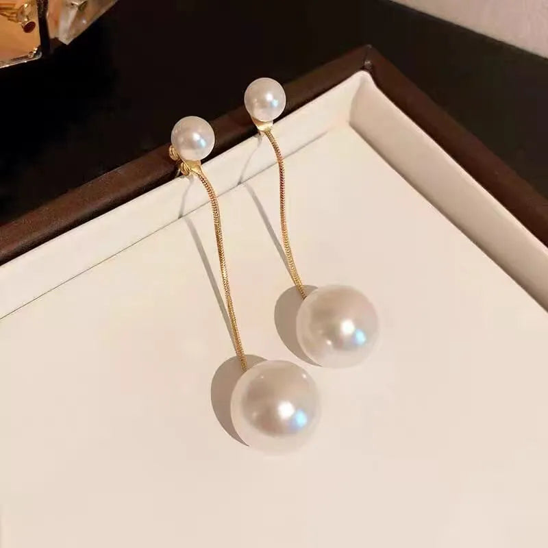 Two in One Pearl Drop Earrings Cosmia