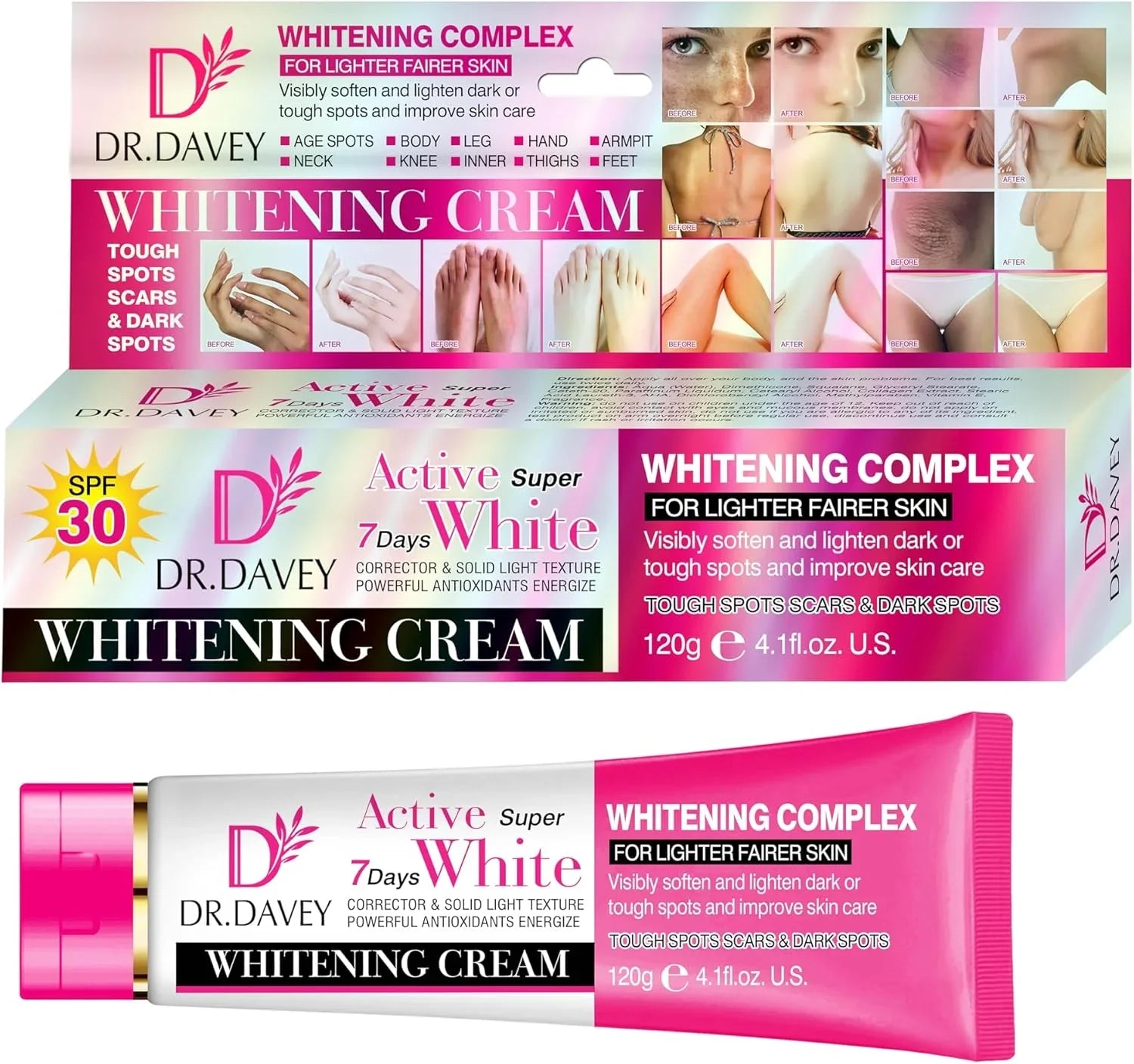 Dr Davey Active Super Private Parts Whitening Cream - 120g Dr Davey