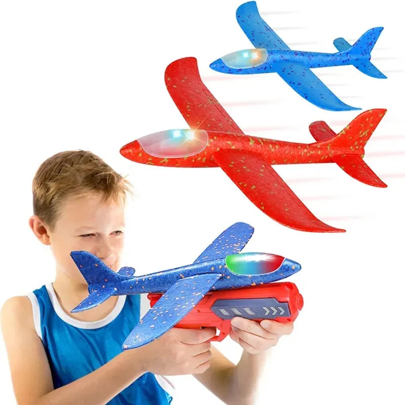 Airplane Launcher Toy - Foam Throwing Glider Plane with Catapult Gun Cosmia.pk