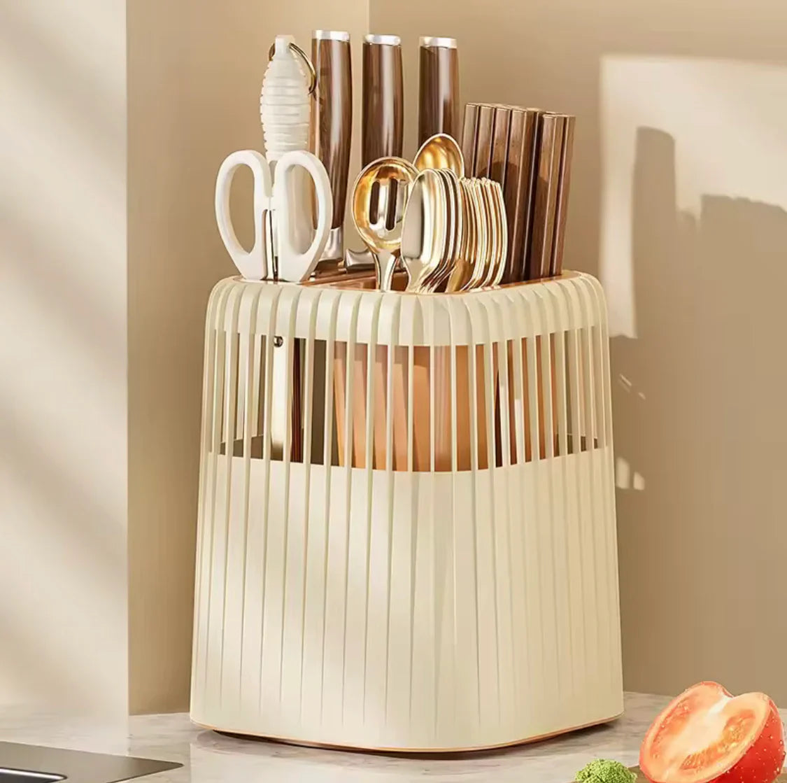 360 Rotating Knife and Kitchen Utensil Holder Cosmia.pk