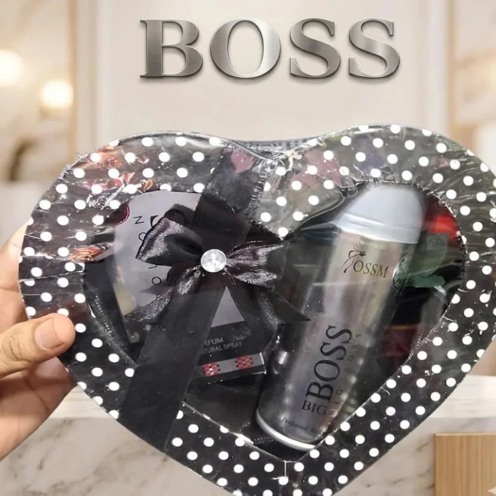 Heart Shape Gift Pack 2 Pcs Perfume 35ml + 200ml Body Spray Set Cosmia.pk