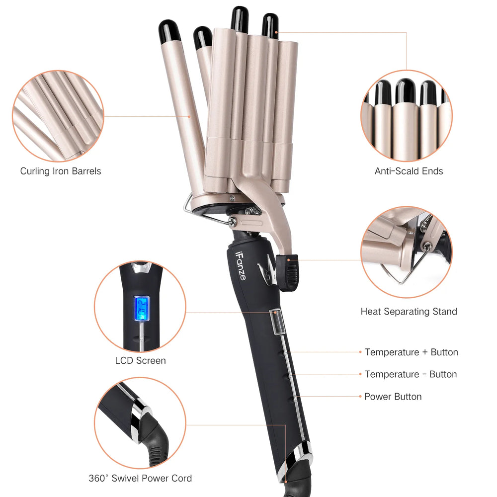 IFanze Professional Hair Curler | 5-barrels Iron IFanze