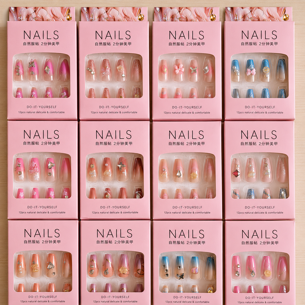 Premium Pink Press On Nails – 12Pcs Cosmia.pk