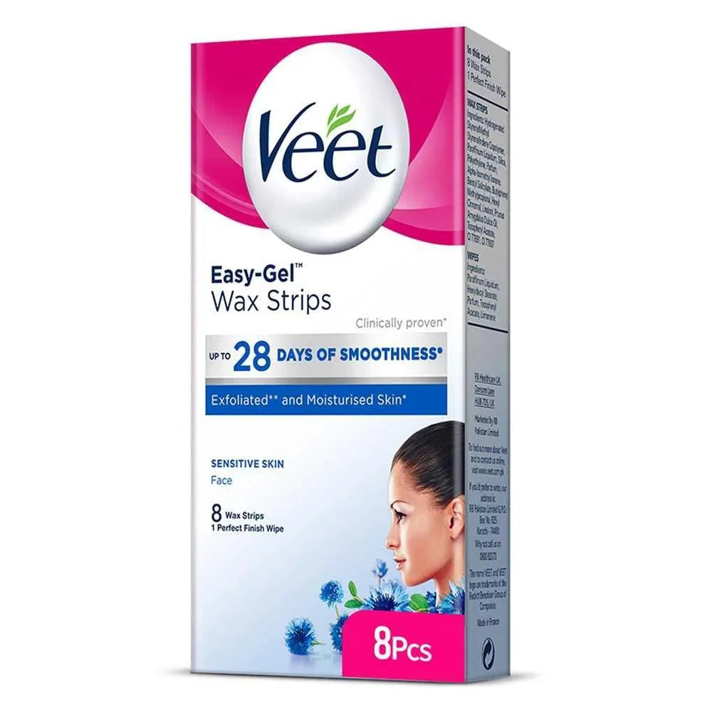 Veet Easy-Gel Face Wax Strips, For Sensitive Skin, 8-Pack Veet