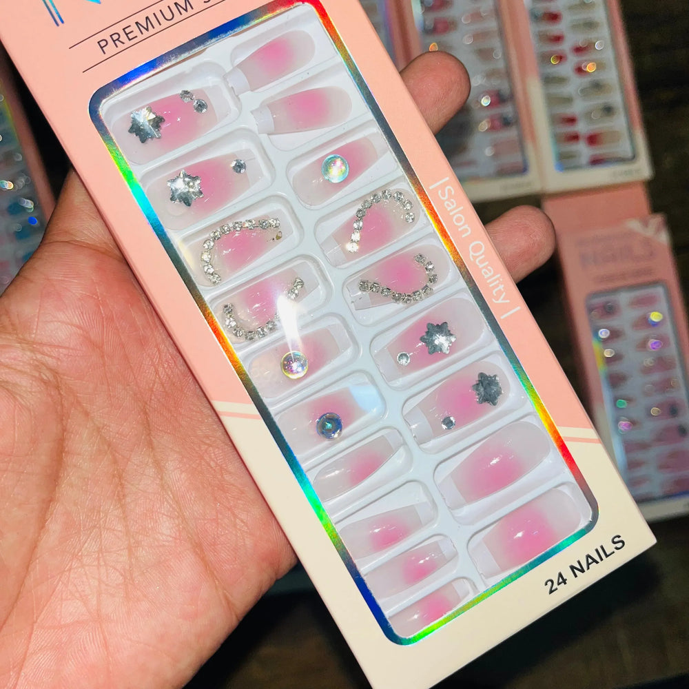 Professional Premium Series Artifical Nails With Free Stickers (24Pcs) Cosmia.pk