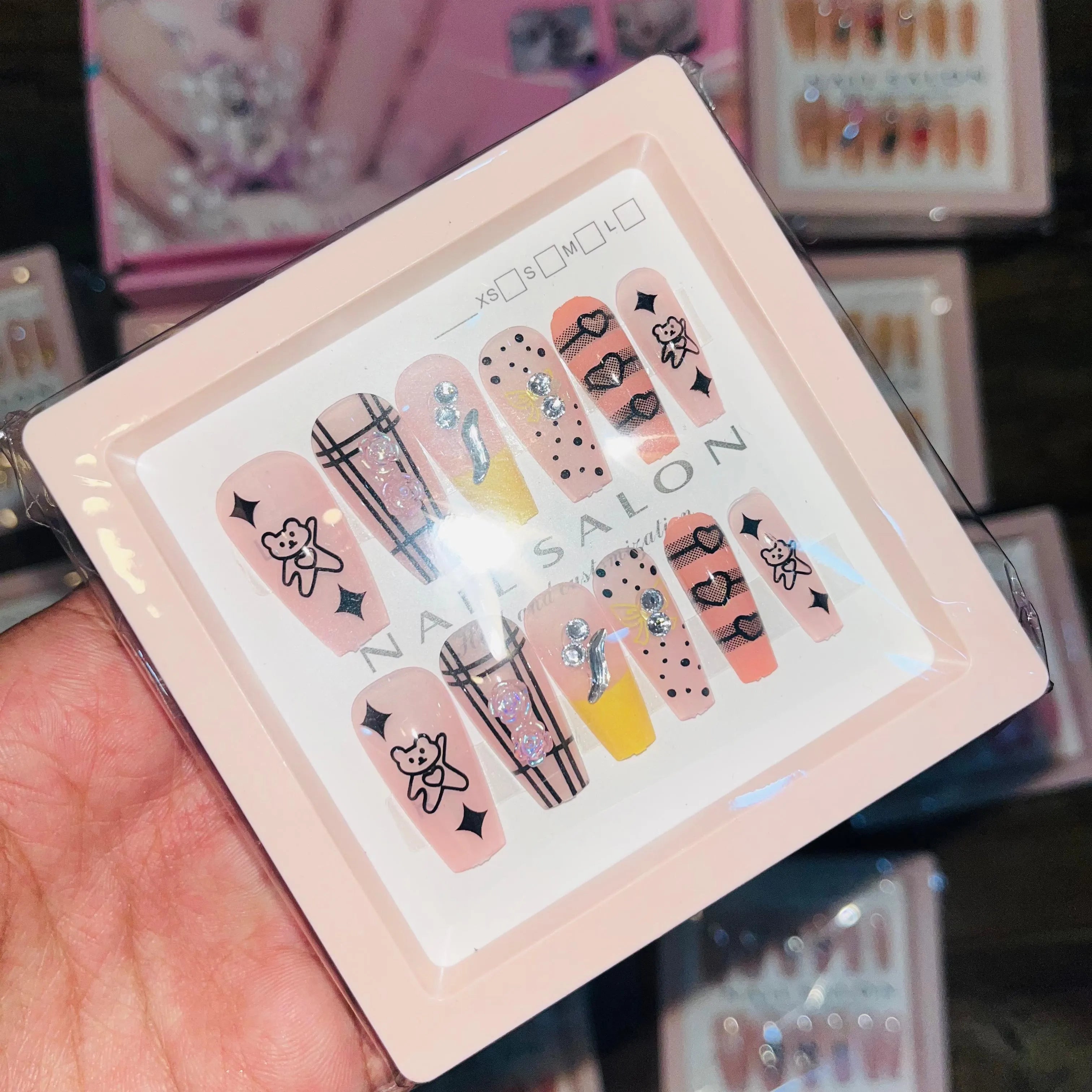 Salon Look Stylish Artifical Nails With Free Stickers(12 Pcs) Cosmia.pk