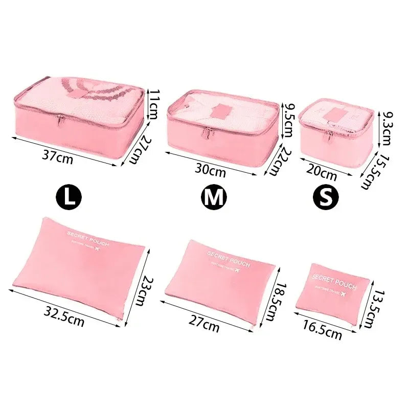 Portable Luggage Organizer Cubes & Toiletry Pouch - 6 Pcs Cosmia.pk