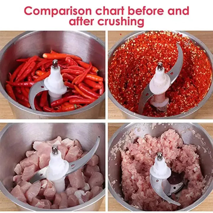 Silver Crest Stainless Steel Meat Chopper Machine Electric 4Blades Silver Crest