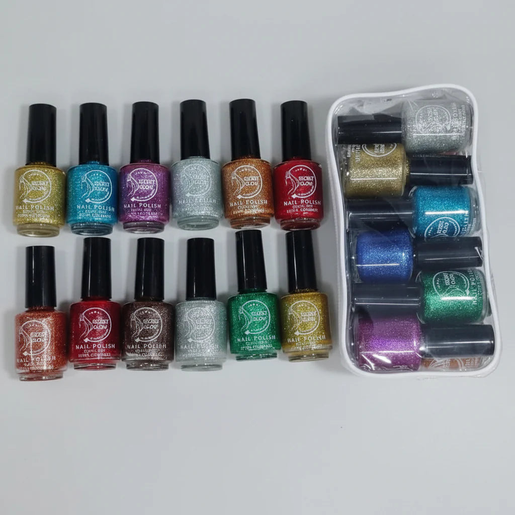 Secret Glow Glitter Nail Polish - 12 Pcs Secret Glow