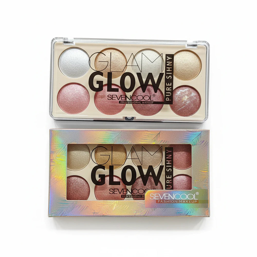 Seven Color Glam Glow Pure Shiny Blusher + Highlighter - 8 Colors Seven Cool