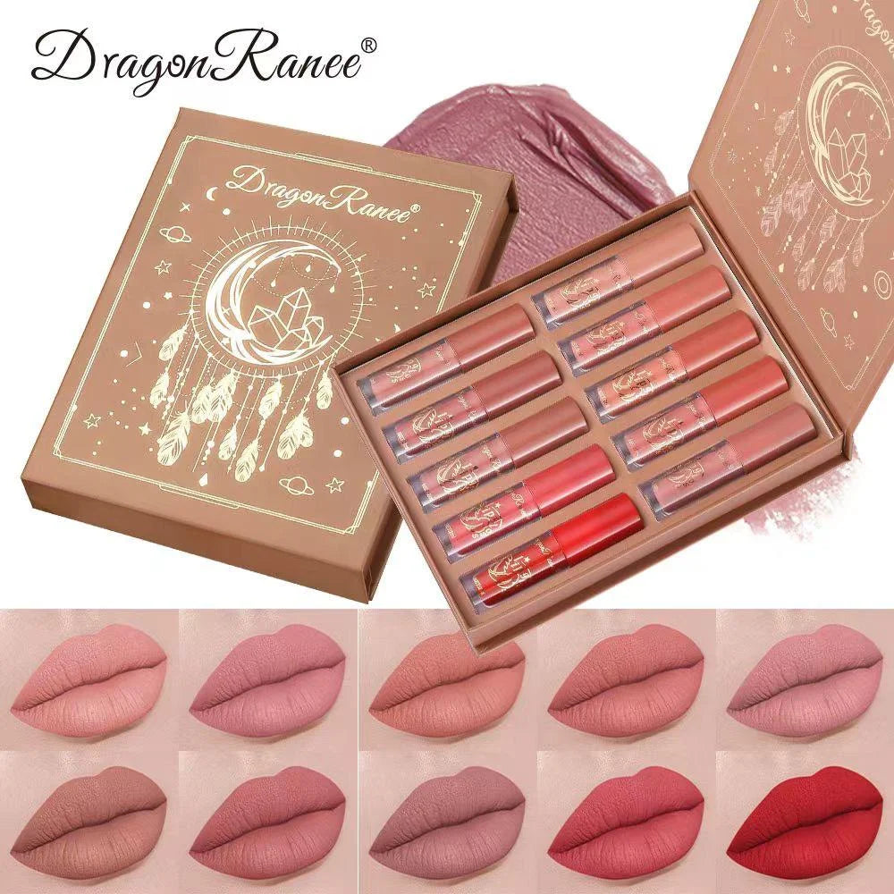 Dragon Ranee Cherry Matte Lip Gloss – 10 Pcs Set Dragon Ranee