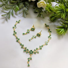 Zircon Necklace & Earring Set – AD Jewelry Collection in Gold Finish Cosmia