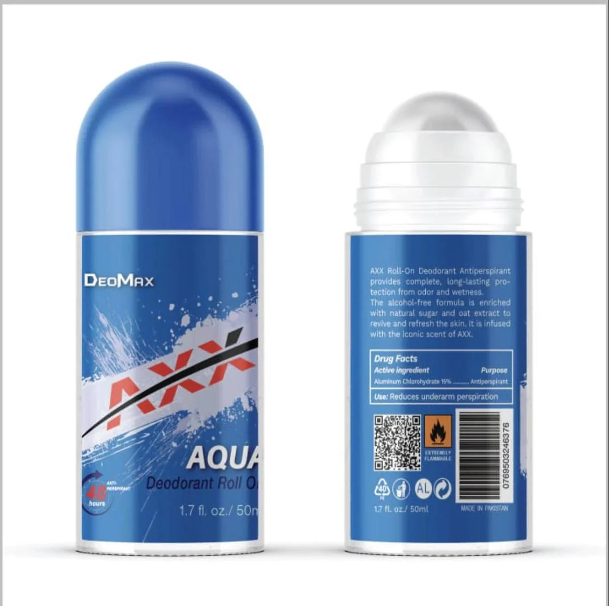 Deomax Aqua Deodorant Roll On 48H Long Lasting 50ml Deomax
