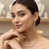 Zircon Necklace Set – 2 Tone Polish