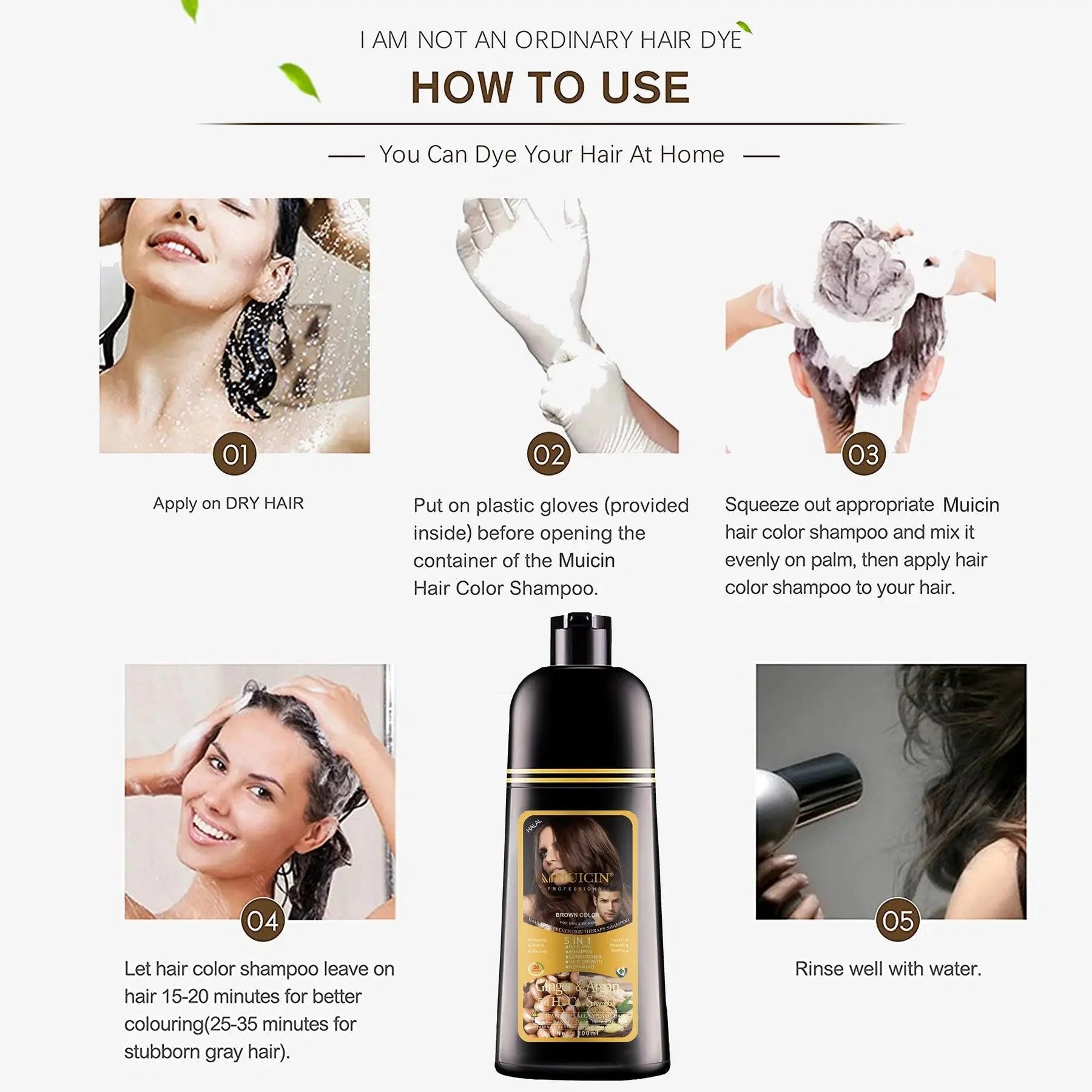 5 in 1 Muicins Ultimate Hair Color Shampoo 200ml Muicin