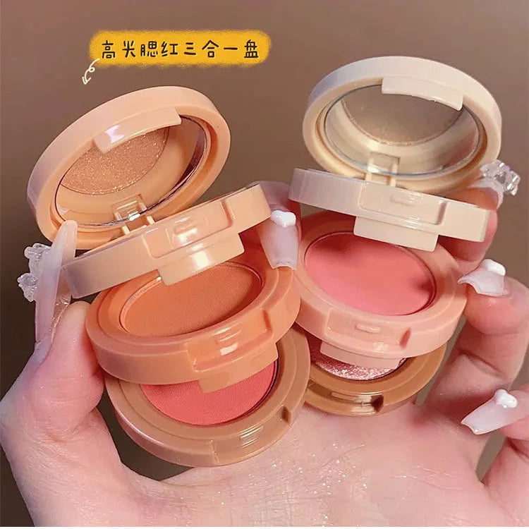 Hudamoji 3-in-1 Highlighter & Blush Palette Hudamoji