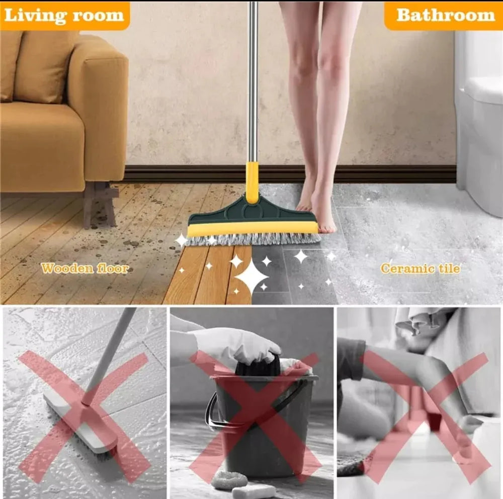Bathroom Cleaning Brush with Wiper 2 in 1 Tiles Cleaning Brush Floor Cosmia.pk