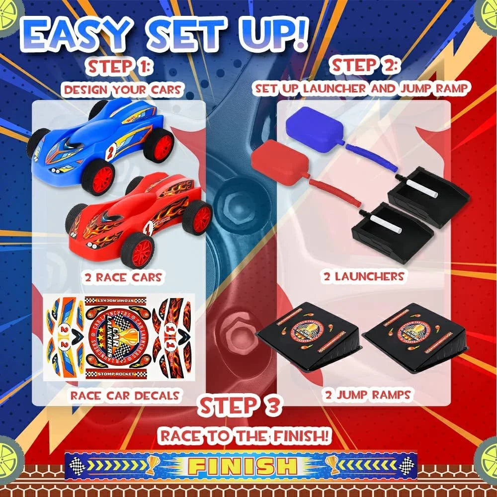 Toy Car Launchers and Air Powered Cars with Ramp and Finish Line Cosmia.pk