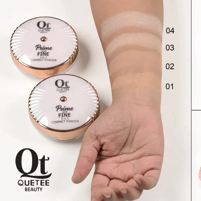 Quetee Beauty 2in1 High Quality Prime Fine Compact Powder Quetee