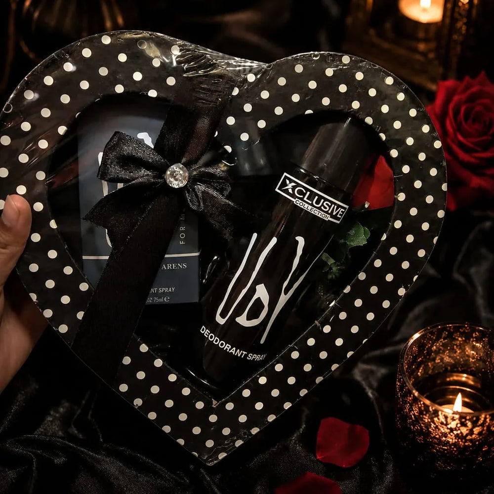 Heart Shape Gift Pack 2 Pcs Perfume 35ml + 200ml Body Spray Set Cosmia.pk