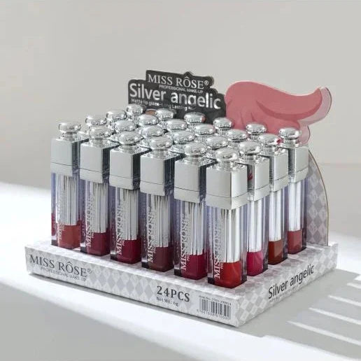 Miss Rose Silver Angelic Matte Lip Gloss - 24Pcs Miss Rose
