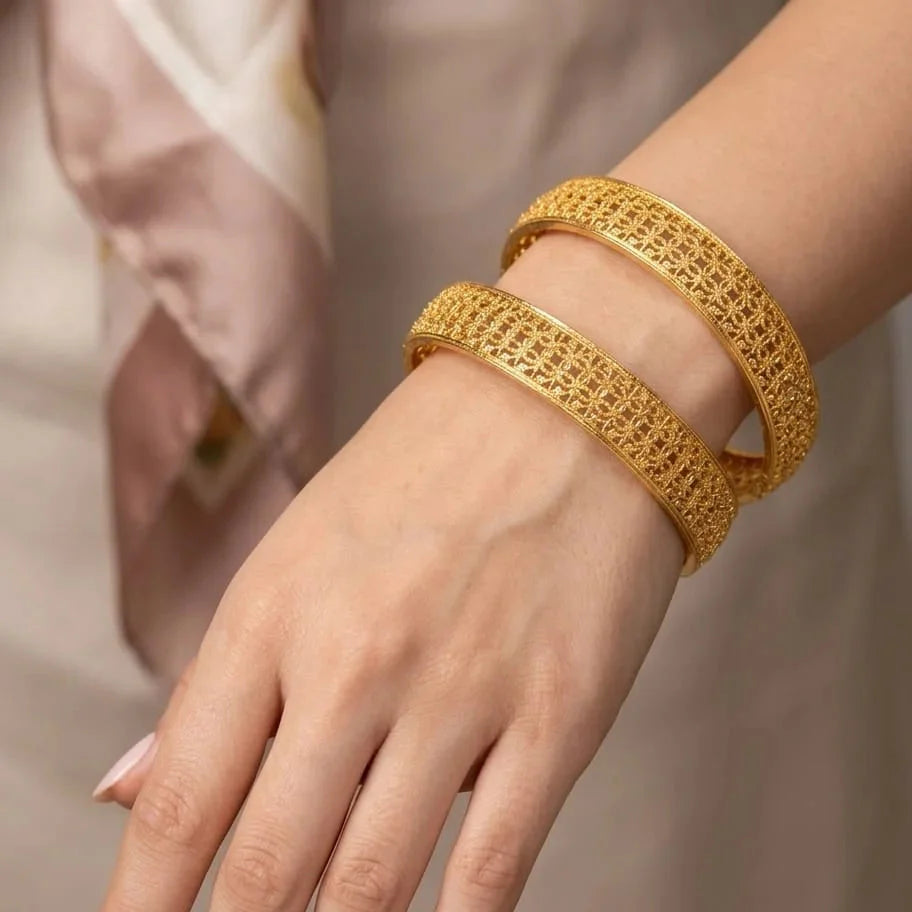 Gold Geometric Mesh Bangles Cosmia.pk