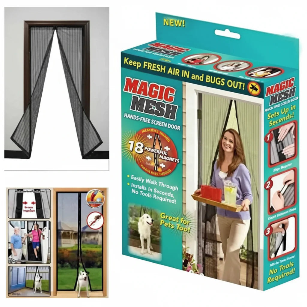Magic Mesh Hands-Free Screen Door, 6x3.5 ft, Magnetic Auto-Close Cosmia.pk