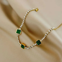 Luxury Green Emerald Stainless Steel Bracelet Cosmia