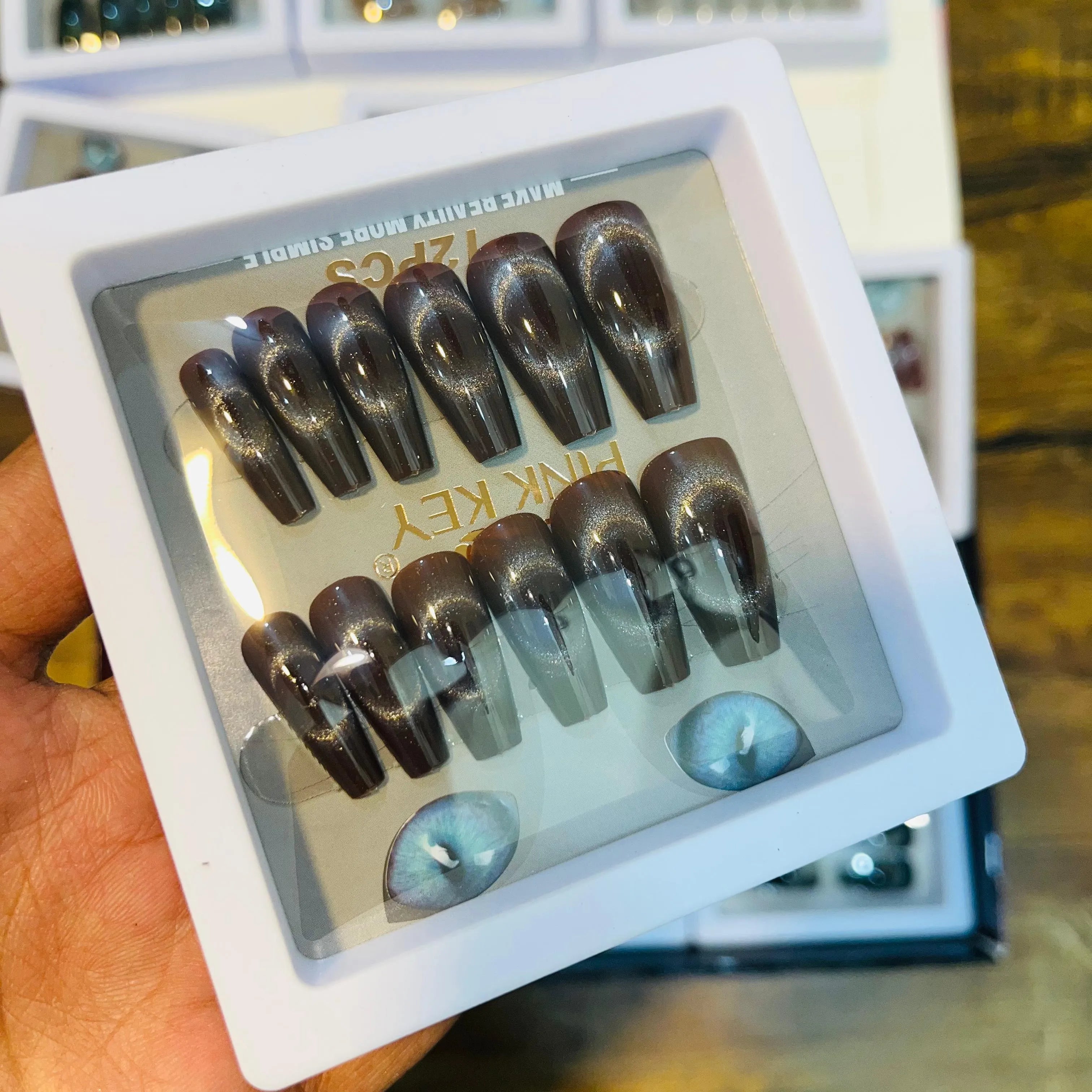 Pink key Stylish Salon Look Artifical Nails With Free Stickers (12 PINK KEY