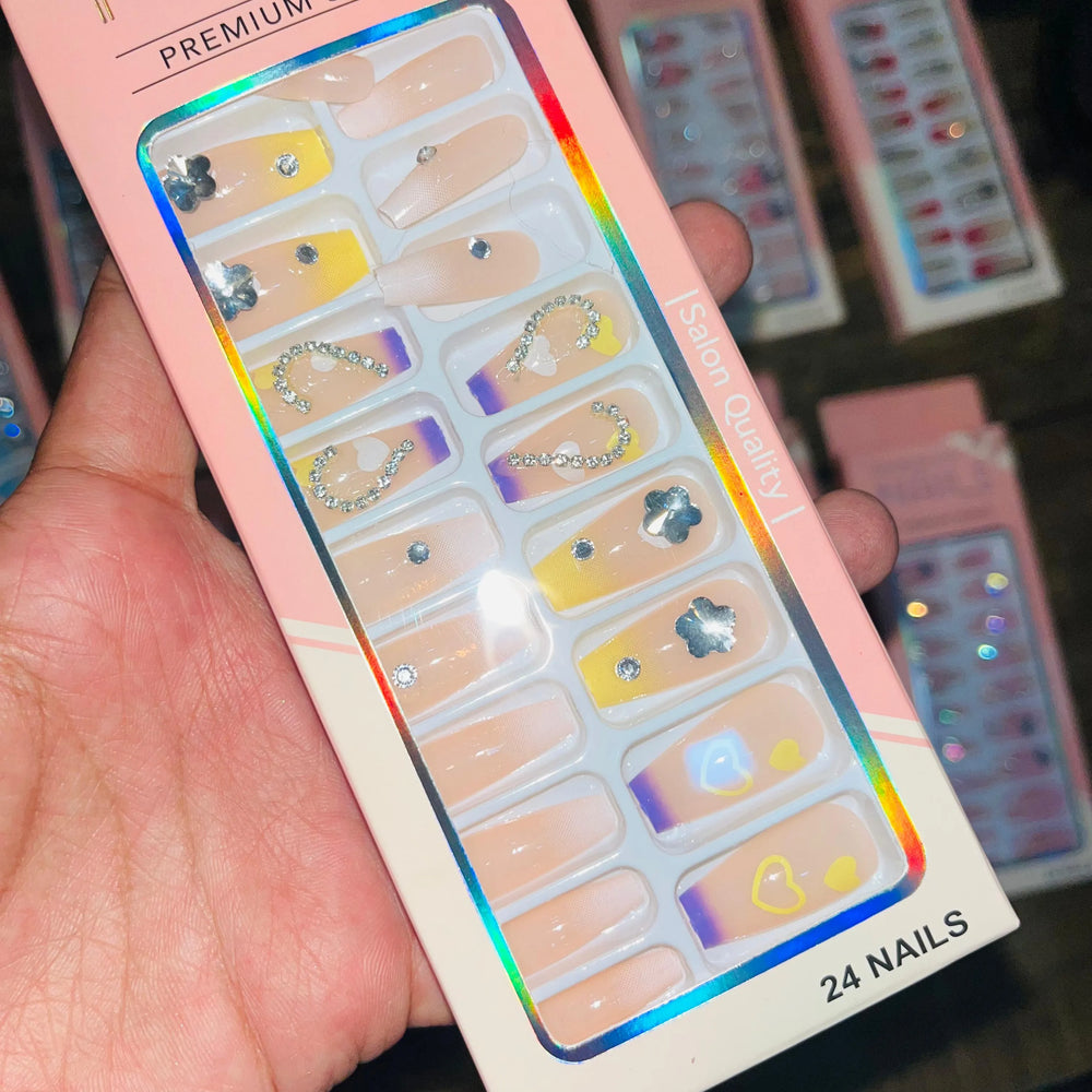 Professional Premium Series Artifical Nails With Free Stickers (24Pcs) Cosmia.pk