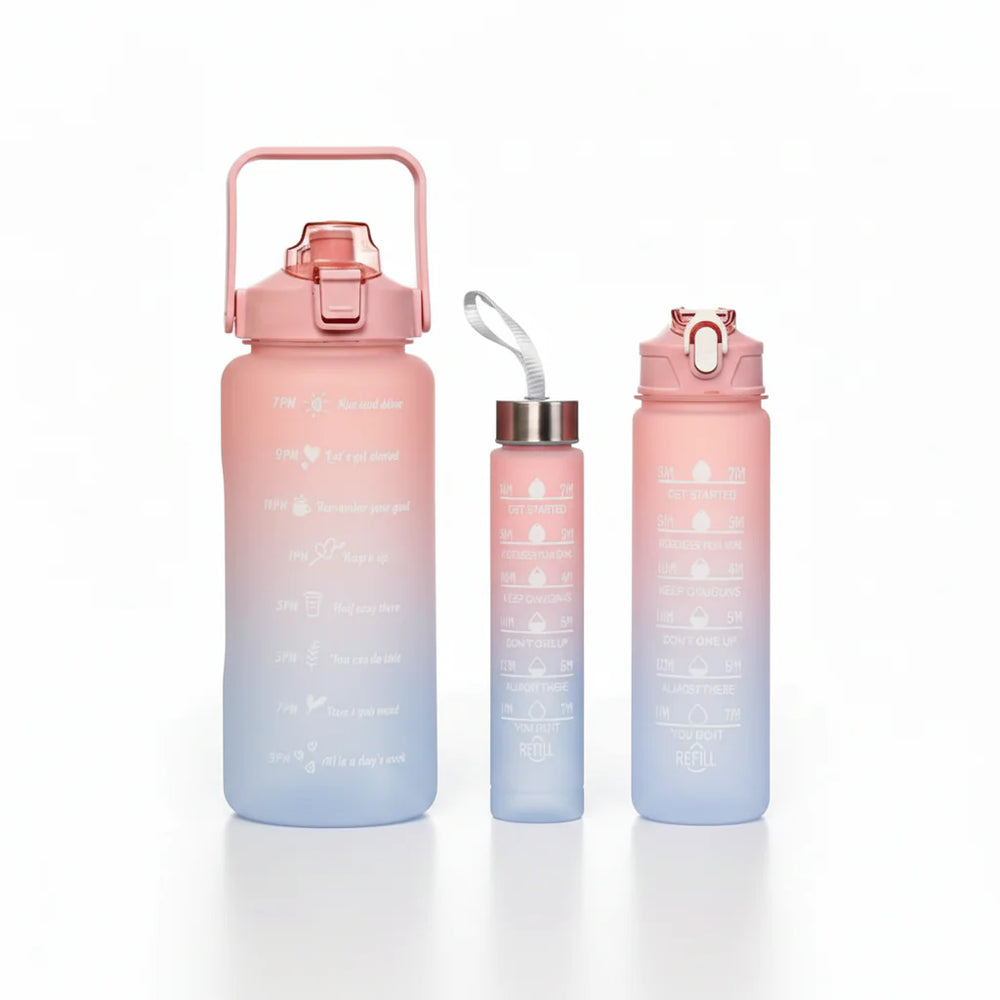 3-in-1 Fitness Water Bottle Set – Hydrate, Shake & Carry Cosmia.pk