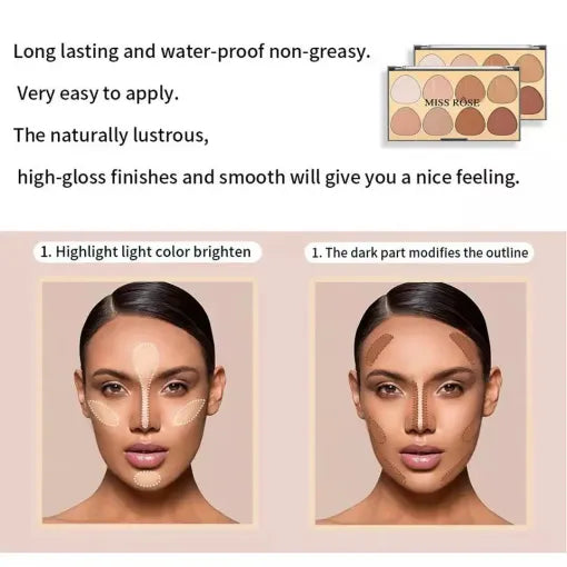 Miss Rose New 8 Colors Contour Palette Miss Rose