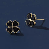 Black Four-Leaf Clover Earrings