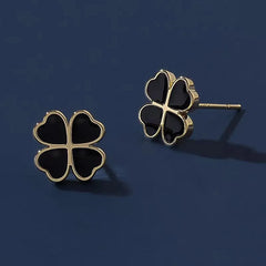 Black Four-Leaf Clover Earrings Cosmia