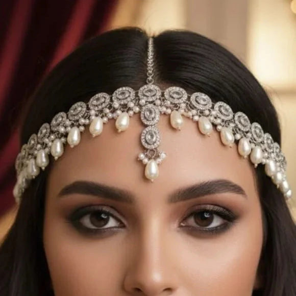 Royal Silver Pearl Matha Patti Cosmia