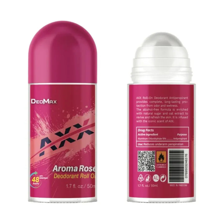 Deomax Aroma Rose Deodorant Roll On 48H Long Lasting 50ml Deomax