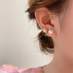Korean Tulip Pearl Earrings Cosmia
