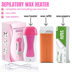 3 in 1 Hot Cartridge Depilatory Heater Wax Waxing (Machine + Refill + Paper) Cosmia
