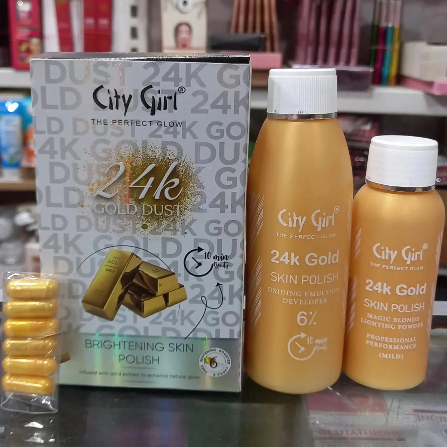 City girl 24k Gold Dust Skin Polish With Free Capsules City Girl