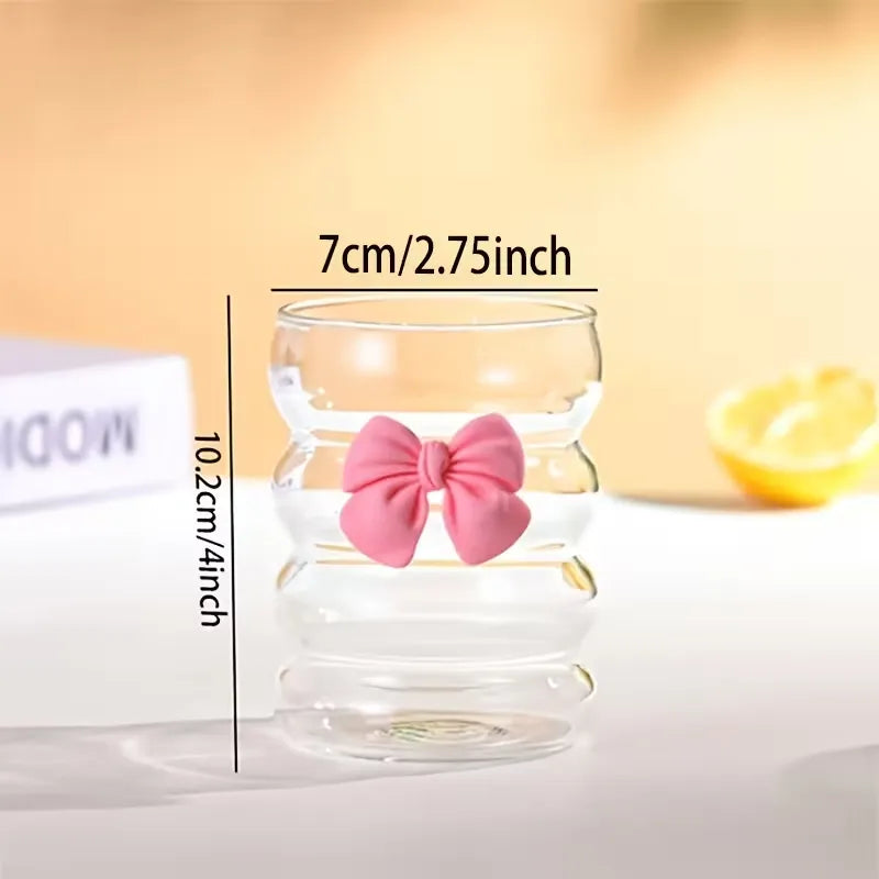 One Cute Chubby Cup With Girly Bow Glass Straw Cosmia.pk