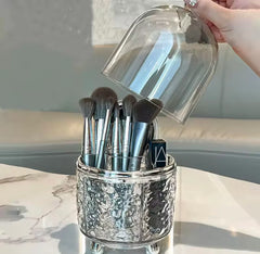 Luxury Silver Makeup Brush Storage Box With Cover Cosmia