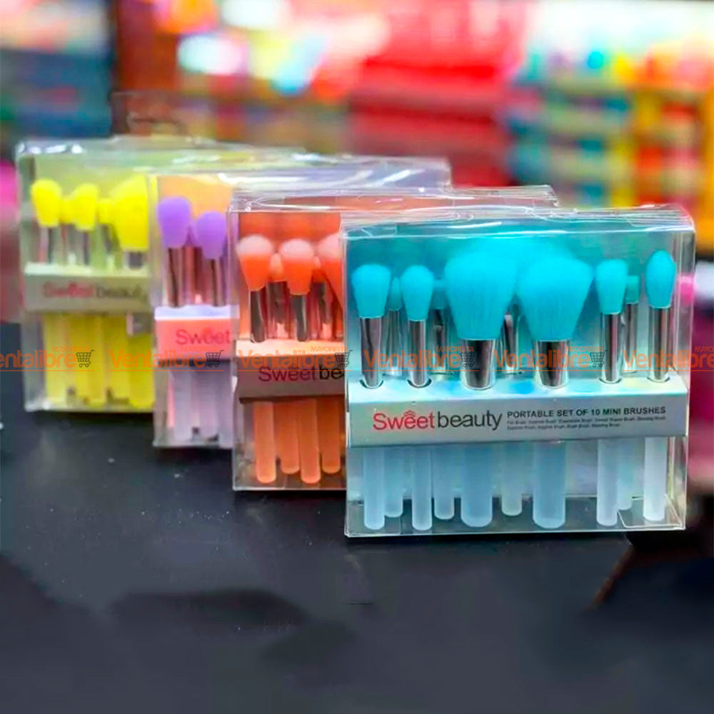 Sweet Beauty Makeup Brush Set Blister X 10 Pcs. Sweet Beauty