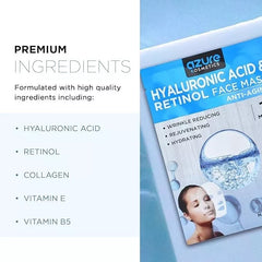 AZURE Hyaluronic Acid & Retinol Anti Aging Facial Mask-Rejuvenating AZURE