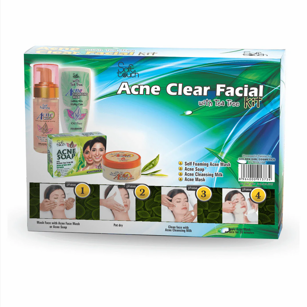 Soft Touch Acne Clear Facial Kit 4 Items Soft Touch