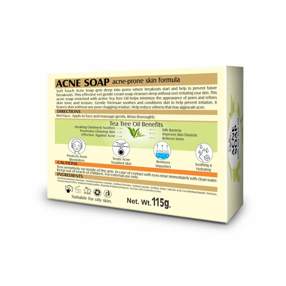 Soft Touch Acne Soap With Active Tea Tree Oil - 115gm Soft Touch