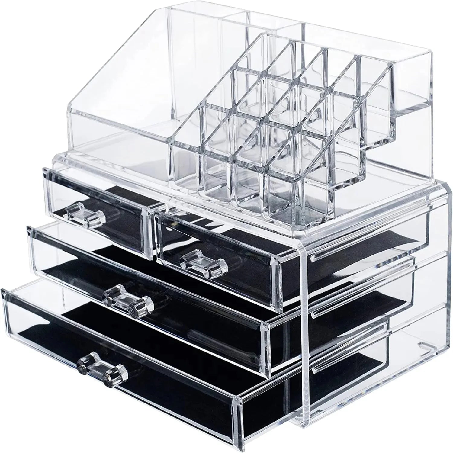 Acrylic Makeup Organizer Drawers Stand, Brush and Jewellery Storage Cosmia.pk