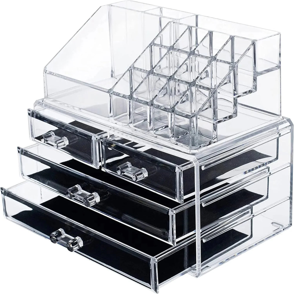 Acrylic Makeup Organizer Drawers Stand, Brush and Jewellery Storage Cosmia.pk