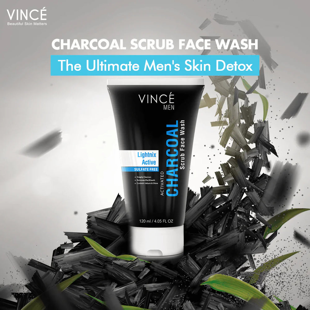 Vince Activated Charcoal Scrub Face Wash for Men - 120ml Vince