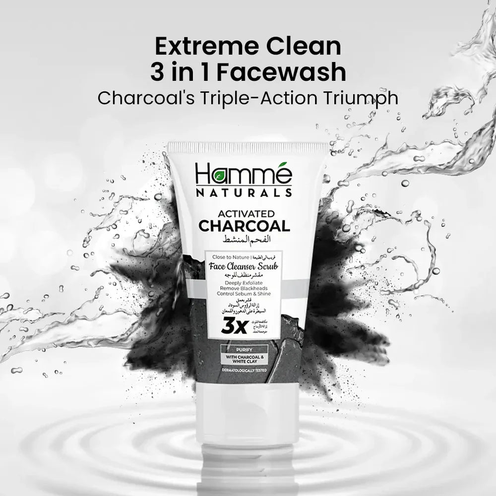Hamme Natural Activated Charcoal Face Cleanser Scrub 100ml Hamme