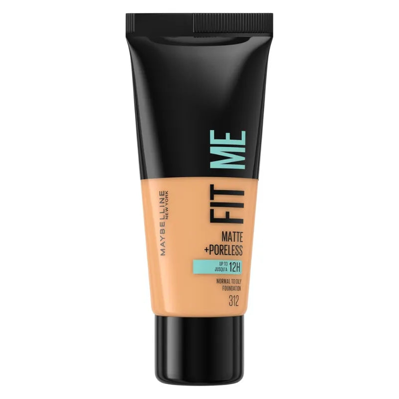 Original Maybelline Fit Me Foundation, Matte & Poreless, Full Coverage Blendable Normal to Oily Skin, 30ml Maybelline